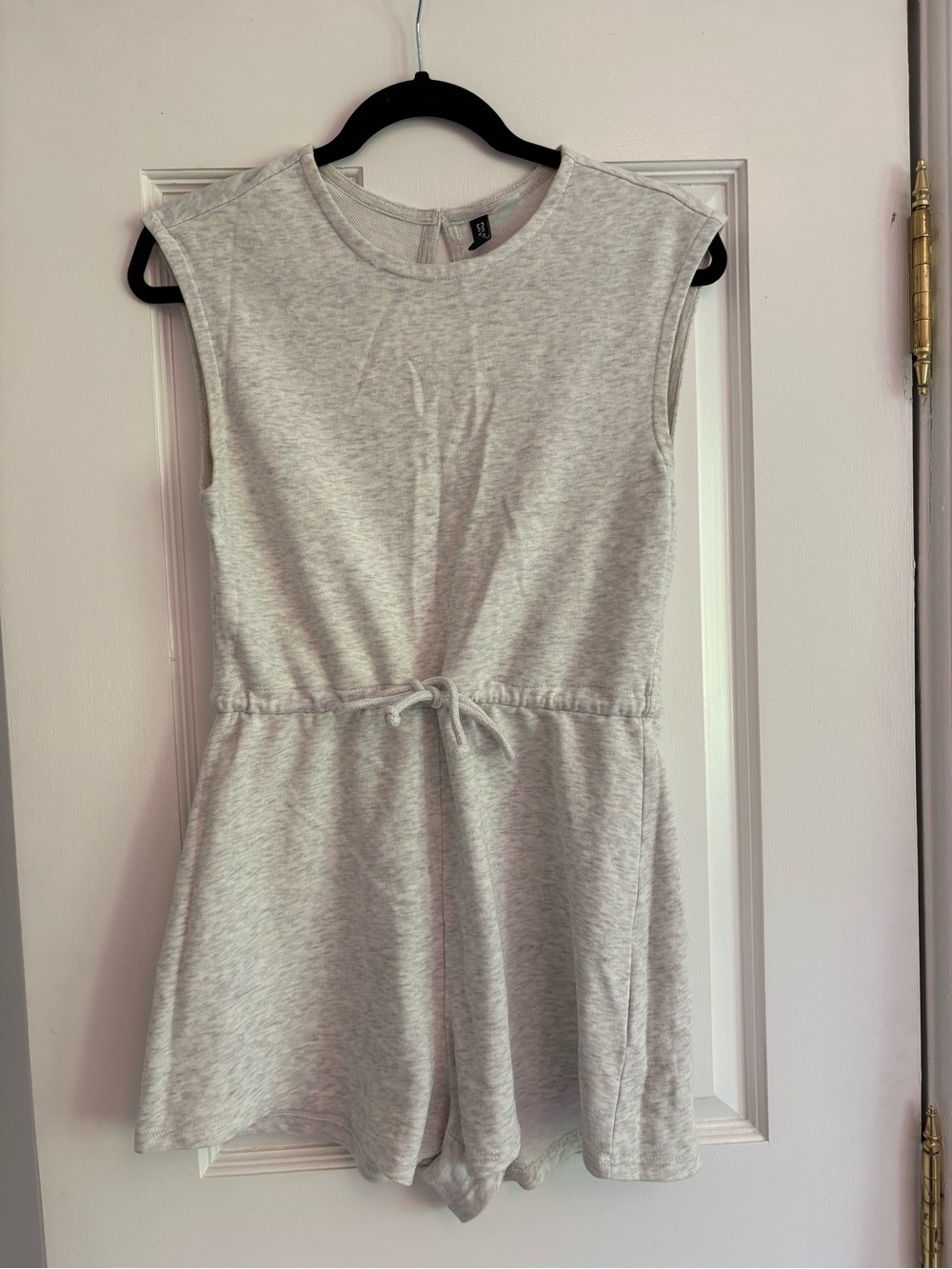 H&M Light Gray Sleeveless Sweatsuit Romper with Drawstring Waist